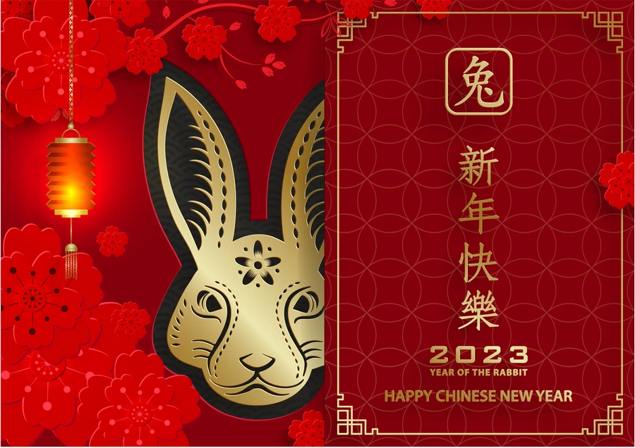 2023兔年中国风新年春节剪纸风节日宣传插画海报背景展板AI素材【126】